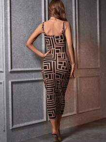 SHEIN Privé 滿版幾何圖案背心洋裝