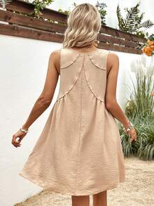 SHEIN VCAY Solid Sleeveless Dress - Apricot - View 2