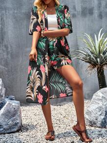 SHEIN VCAY Bộ đồ hai mảnh nữ Tất cả trên in Nhiệt đới Boho - Nhiều màu - Xem 3