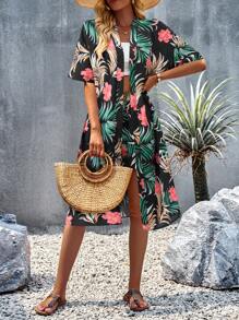 SHEIN VCAY Bộ đồ hai mảnh nữ Tất cả trên in Nhiệt đới Boho - Nhiều màu - Xem 6