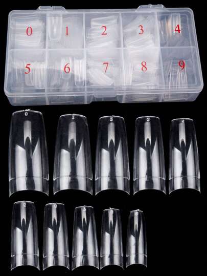 Nail Capsules 500Pcs/Box Artificial Nail Tips Full Cover Nails Tips Acrylic Transparent Nail Capsules French Manicure False Nail Press On Nails Nail Supplies Nails