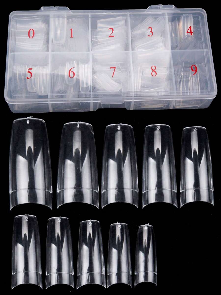 Nail Capsules 500Pcs/Box Artificial Nail Tips Full Cover Nails Tips Acrylic Transparent Nail Capsules French Manicure False Nail Press On Nails Nail Supplies Nails