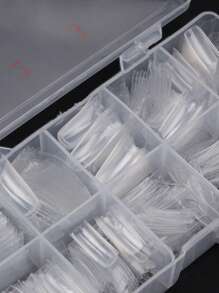 Nail Capsules 500Pcs/Box Artificial Nail Tips Full Cover Nails Tips Acrylic Transparent Nail Capsules French Manicure False Nail Press On Nails Nail Supplies Nails