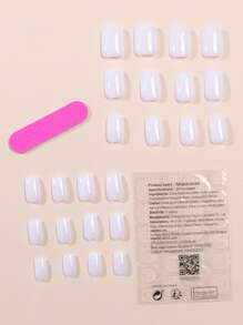 YADORNOS Nâng tầm phong cách của bạn với 24 bộ móng tay giả hình bầu dục ngắn màu trắng sắc nét - trắng - Xem 2