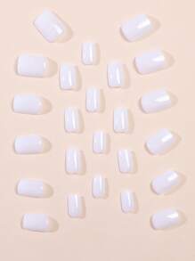 YADORNOS Nâng tầm phong cách của bạn với 24 bộ móng tay giả hình bầu dục ngắn màu trắng sắc nét - trắng - Xem 3