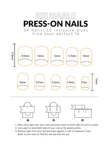 YADORNOS 使用 24入組短橢圓形純粉紅色素色全覆蓋假指甲按壓指甲美甲套件提升您風格 - 杏色 - 查看 3