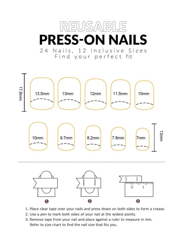 Élever Ton Style Avec 24 pièces Court Ovale Transparent Rose Unicolore Couverture Complète Faux Ongles Presse Ongles Manucure Kit - Nude - Voir 3