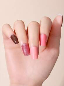 Beauty Sticker 漸層閃光純色指甲油條，1 張美甲貼紙和 1入組指甲銼，女用美甲套裝 - 彩色 - 查看 2