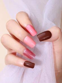 Beauty Sticker 漸層閃光純色指甲油條，1 張美甲貼紙和 1入組指甲銼，女用美甲套裝 - 彩色 - 查看 5