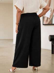 SHEIN Clasi Pantalones de pierna ancha con diseño de cadena - Negro - Ver 2