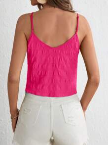 SHEIN VCAY Solid Knot Hem Cami Top - Hot Pink - View 2