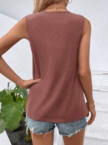 SHEIN LUNE Top tank unicolor con botón delantero - Rosa vieja - Ver 2