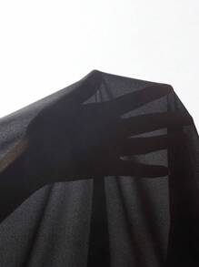 SHEIN Swim Kimono unicolor de cintura con cordón de gasa - Negro - Ver 7