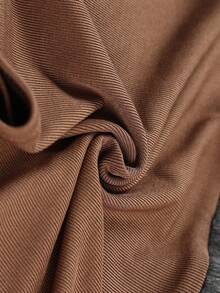 毛茸邊後背繫帶掛脖上衣&開衩短裙 - 棕色 - 查看 6