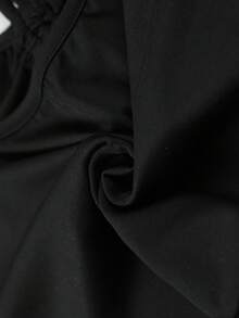 Áo thun có dây buộc áo ngực xếp nếp chắc chắn, đi chơi hàng đầu - màu đen - Xem 3