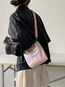 Túi vuông ngộ nghĩnh Túi đeo vai Pu mềm hình ba chiều đơn giản - Hồng - Xem 6