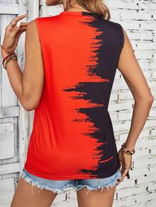 SHEIN LUNE Two Tone Notched Neckline Tank Top - Multicolor - View 3