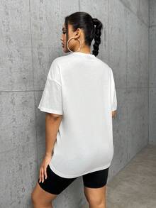 SHEIN SXY Áo thun nữ Lá thư Ô tô/xe hơi Giải trí - trắng - Xem 2