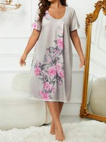 Đầm mặc nhà Kích Thước Lớn Hoa - Nhiều màu - Xem 1