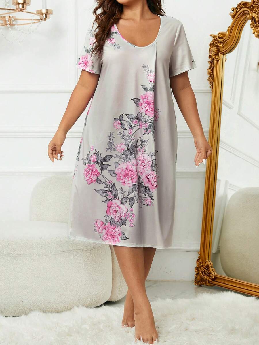 Đầm mặc nhà Kích Thước Lớn Hoa - Nhiều màu - Xem 1