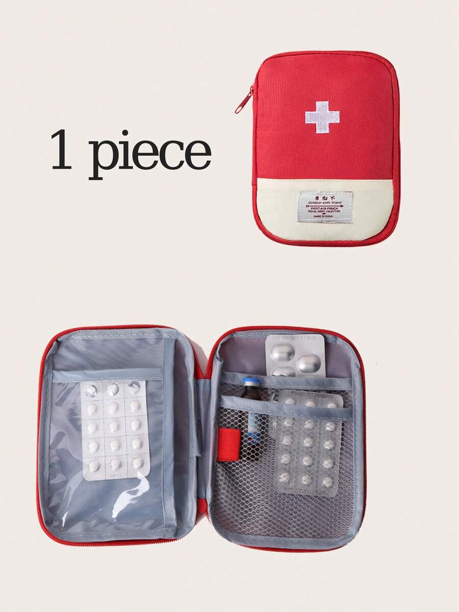 大容量便携式急救包，药品及化妆品收纳袋，旅行急救包，创伤急救包，适合旅行和居家使用 - 紅色 - 查看 1