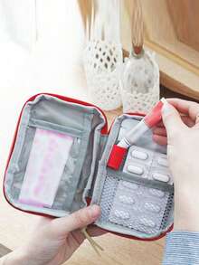 大容量便携式急救包，药品及化妆品收纳袋，旅行急救包，创伤急救包，适合旅行和居家使用 - 紅色 - 查看 8