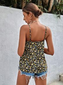 SHEIN Frenchy 碎花蕾絲邊吊帶上衣 - 黑色 - 查看 2