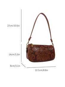 Solid Color Floral Print Fashion Square Bag For Daily Use