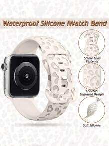 6入組豹紋印花矽膠錶帶適用於Apple Watch - 彩色 - 查看 4