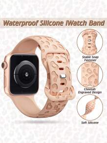6入組豹紋印花矽膠錶帶適用於Apple Watch - 彩色 - 查看 5
