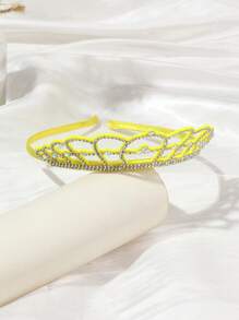 1pc Girls Rhinestone Crown Decor Headband For Hair Decoration - Yellow - View 2