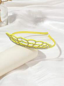 1pc Girls Rhinestone Crown Decor Headband For Hair Decoration - Yellow - View 3
