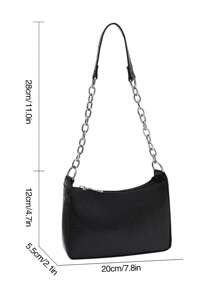 Túi Hobo dây kéo kim loại tối giản màu đen nhỏ để đi lại hàng ngày - màu đen - Xem 4