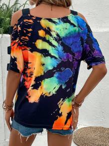 SHEIN LUNE 紮染挖肩T恤 - 彩色 - 查看 2