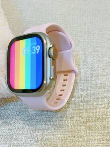 1入組女士和男士蝴蝶扣飾單色矽膠運動錶帶軟矽膠防水腕帶適用於Apple Watch帶38/40/41/42/44/45/49mm,適用於Apple WatchSeries Ultra 8/7/6/5/4/3/2/1/Se - 粉色 - 查看 1