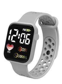 Đồng hồ kỹ thuật số màn hình LED - Xám - Xem 1