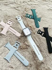 5入組/套女士和男士蝴蝶扣飾單色矽膠運動錶帶軟矽膠防水腕帶適用於Apple Watch帶38/40/41/42/44/45/49mm,適用於Apple WatchSeries Ultra 8/7/6/5/4/3/2/1/Se - 彩色 - 查看 3