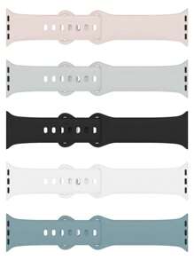 5入組/套女士和男士蝴蝶扣飾單色矽膠運動錶帶軟矽膠防水腕帶適用於Apple Watch帶38/40/41/42/44/45/49mm,適用於Apple WatchSeries Ultra 8/7/6/5/4/3/2/1/Se - 彩色 - 查看 4
