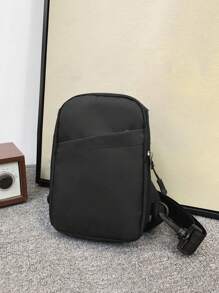 休闲男士单肩夏季胸包尼龙防水户外运动包腰包旅行包，送给父亲的礼物万圣节男士礼物秋季圣诞节尖叫男士包腰包男士斜挎包 - 黑色 - 查看 7