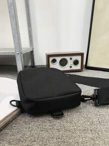 休闲男士单肩夏季胸包尼龙防水户外运动包腰包旅行包，送给父亲的礼物万圣节男士礼物秋季圣诞节尖叫男士包腰包男士斜挎包 - 黑色 - 查看 8