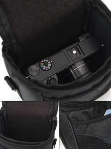 Paquete de cámara digital micro de una sola unidad, paquete fotográfico impermeable con objetivo de telefoto, bolso para cámara, estuche de cámara y accesorios de cámara para negocios, viajes, escuela, universidad y oficina - Negro - Ver 6