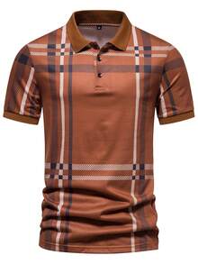 Manfinity Homme Hombres Camisa polo con estampado de cuadros