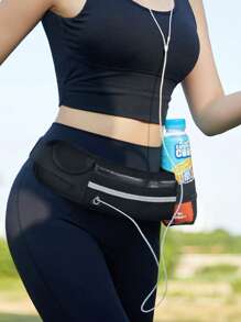 迷你簡約風運動黑色腰包 - 黑色 - 查看 5