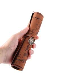 1 件颜色随机复古藏宝图卷 PU 大容量笔袋化妆刷袋 - 彩色 - 查看 7