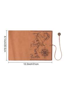 1 件颜色随机复古藏宝图卷 PU 大容量笔袋化妆刷袋 - 彩色 - 查看 8