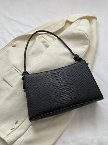 Túi vuông dập nổi da rắn Túi đeo vai thời trang màu đen - màu đen - Xem 7