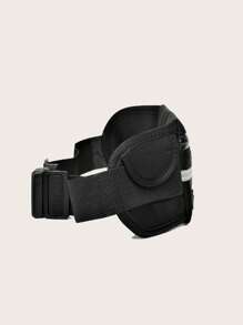 迷你修身腰包黑色帶USB充電端口,完美適用於戶外遊玩運動,輕便,便攜