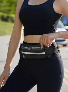 迷你修身腰包黑色帶USB充電端口,完美適用於戶外遊玩運動,輕便,便攜