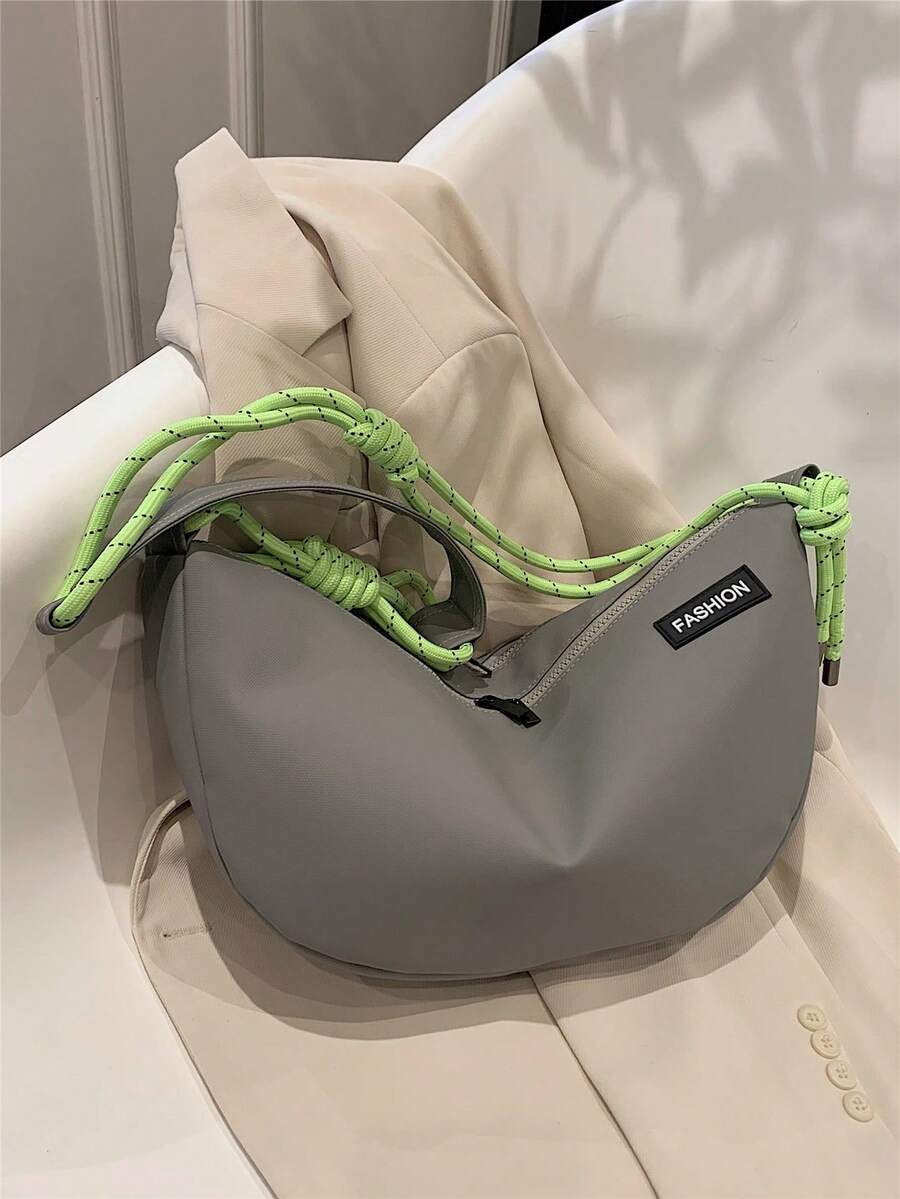 字母補丁細節流浪包滌綸灰色的休閒 - 灰色 - 查看 1