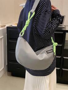 字母補丁細節流浪包滌綸灰色的休閒 - 灰色 - 查看 3